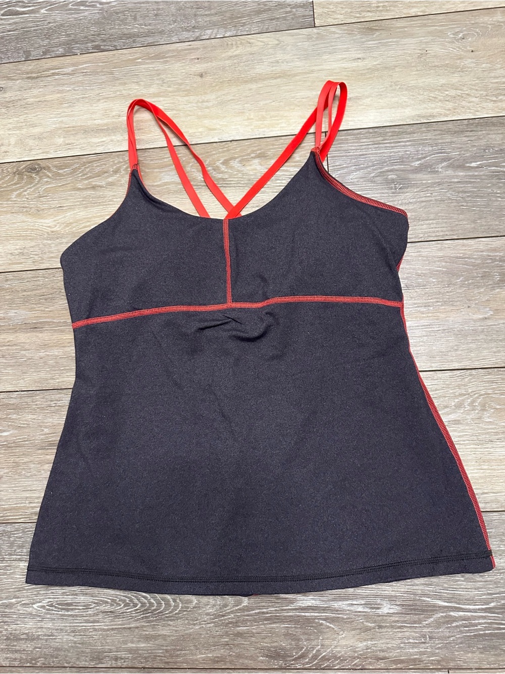 Lucy Racerback Red and Gray Tank Top